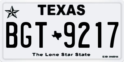 TX license plate BGT9217