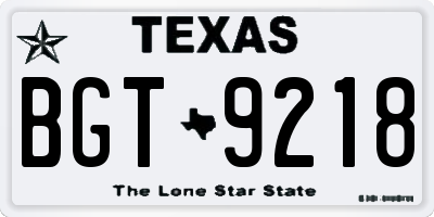TX license plate BGT9218