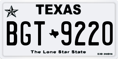 TX license plate BGT9220