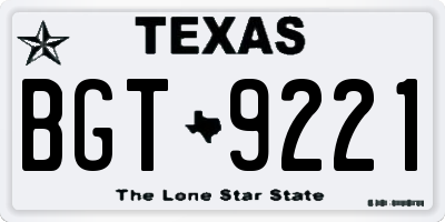 TX license plate BGT9221