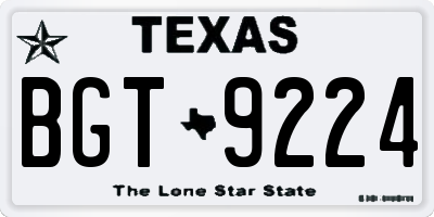 TX license plate BGT9224