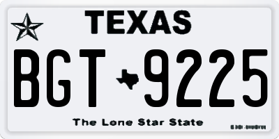 TX license plate BGT9225