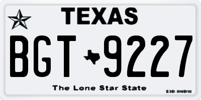TX license plate BGT9227