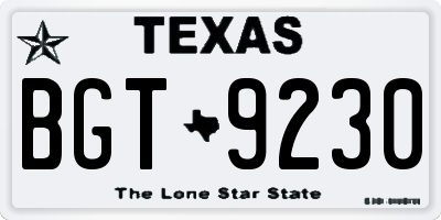 TX license plate BGT9230