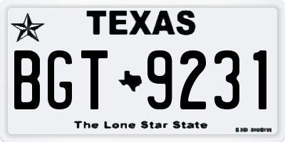 TX license plate BGT9231