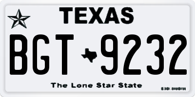 TX license plate BGT9232