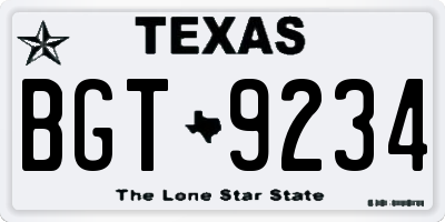 TX license plate BGT9234