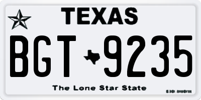 TX license plate BGT9235