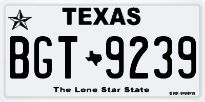 TX license plate BGT9239