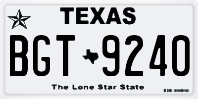 TX license plate BGT9240