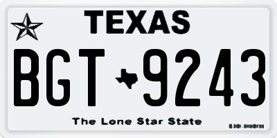 TX license plate BGT9243