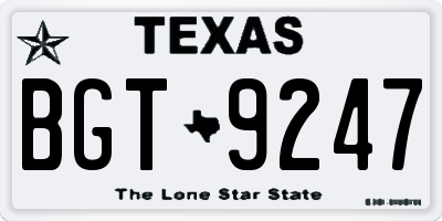 TX license plate BGT9247