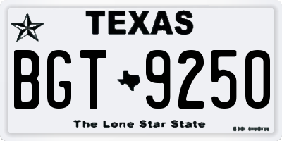 TX license plate BGT9250