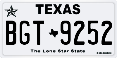 TX license plate BGT9252