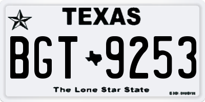 TX license plate BGT9253