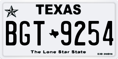 TX license plate BGT9254