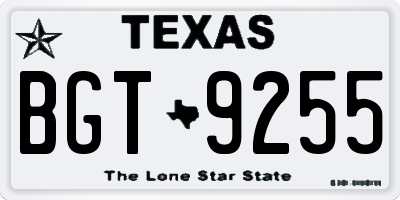 TX license plate BGT9255