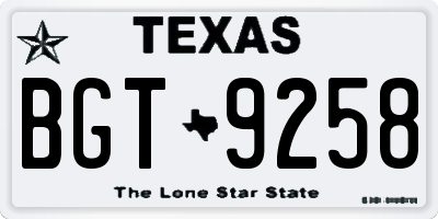 TX license plate BGT9258