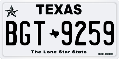 TX license plate BGT9259