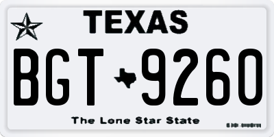 TX license plate BGT9260