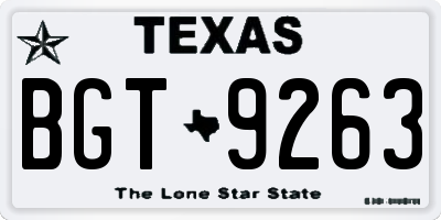 TX license plate BGT9263