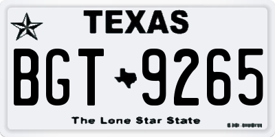 TX license plate BGT9265