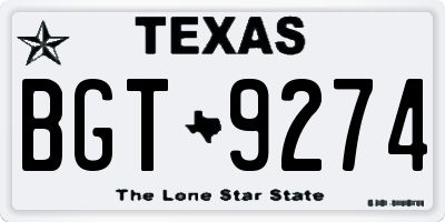 TX license plate BGT9274