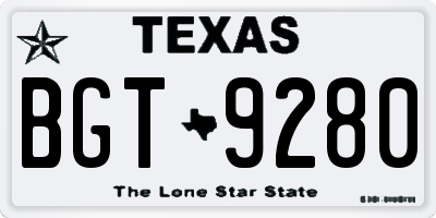 TX license plate BGT9280