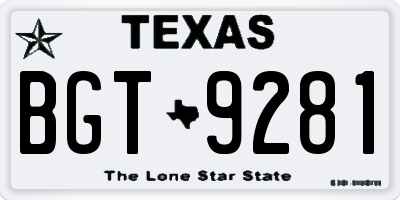 TX license plate BGT9281