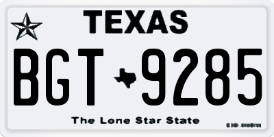 TX license plate BGT9285