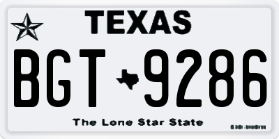 TX license plate BGT9286