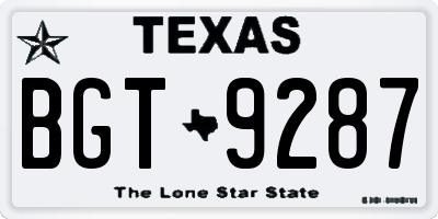 TX license plate BGT9287