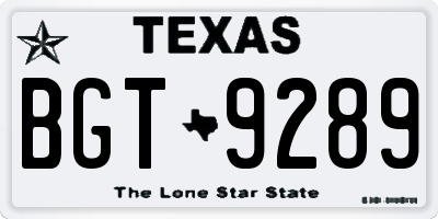 TX license plate BGT9289