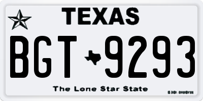 TX license plate BGT9293