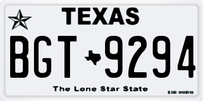 TX license plate BGT9294