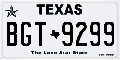 TX license plate BGT9299