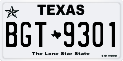 TX license plate BGT9301