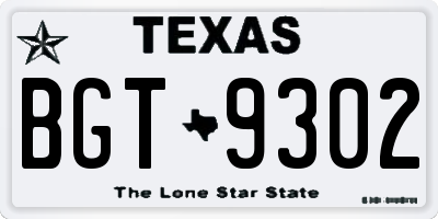TX license plate BGT9302