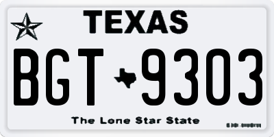 TX license plate BGT9303