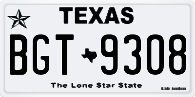 TX license plate BGT9308