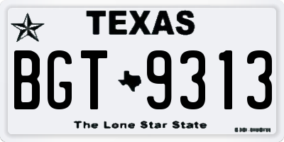 TX license plate BGT9313