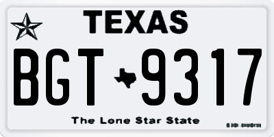 TX license plate BGT9317