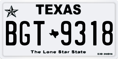 TX license plate BGT9318