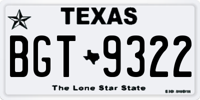 TX license plate BGT9322