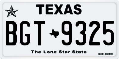 TX license plate BGT9325