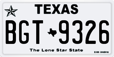 TX license plate BGT9326