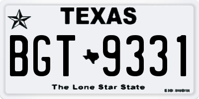 TX license plate BGT9331