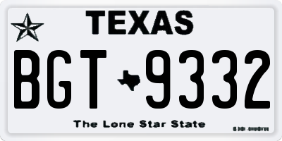 TX license plate BGT9332