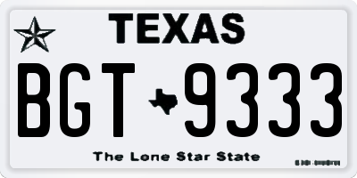 TX license plate BGT9333