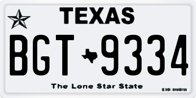 TX license plate BGT9334